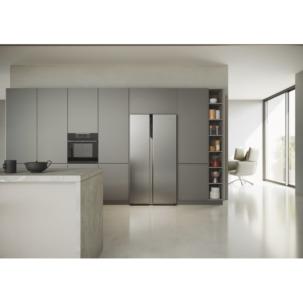 Haier HSR5918DNMP American Fridge Freezer,  Non-Plumbed, Stainless Steel, D Rated