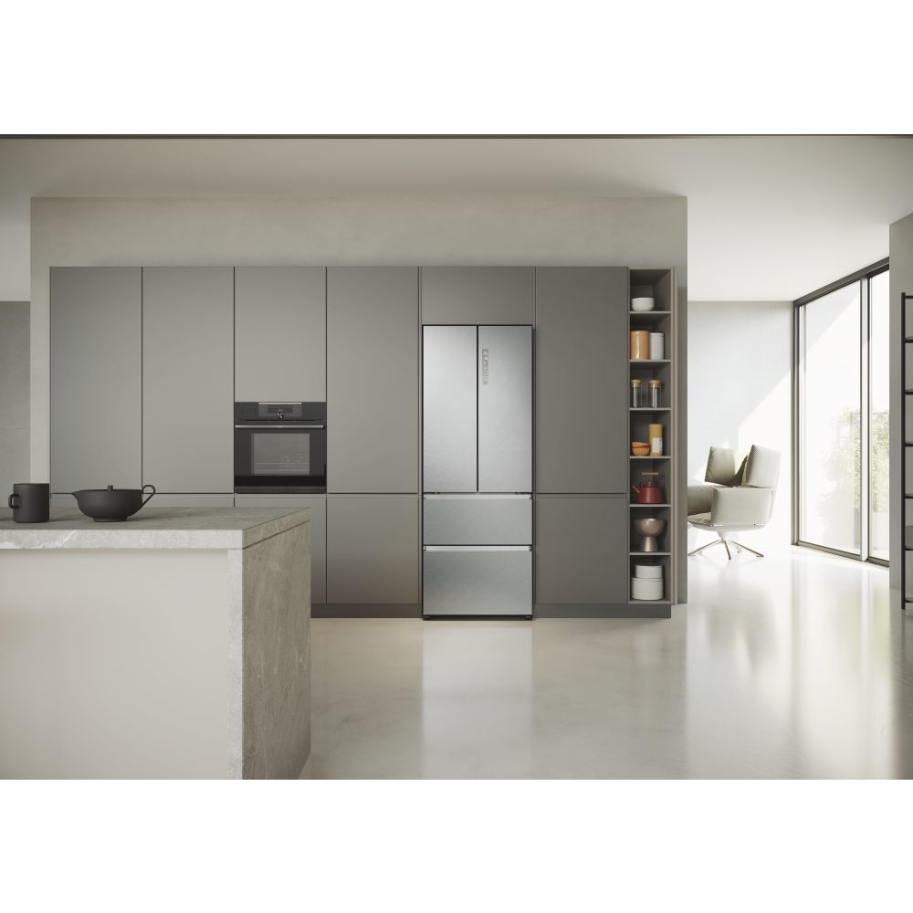 Haier HFR5719ENMG FD 70 Series 5 American Fridge Freezer, Stainless Steel, E Rated,  Non-Plumbed