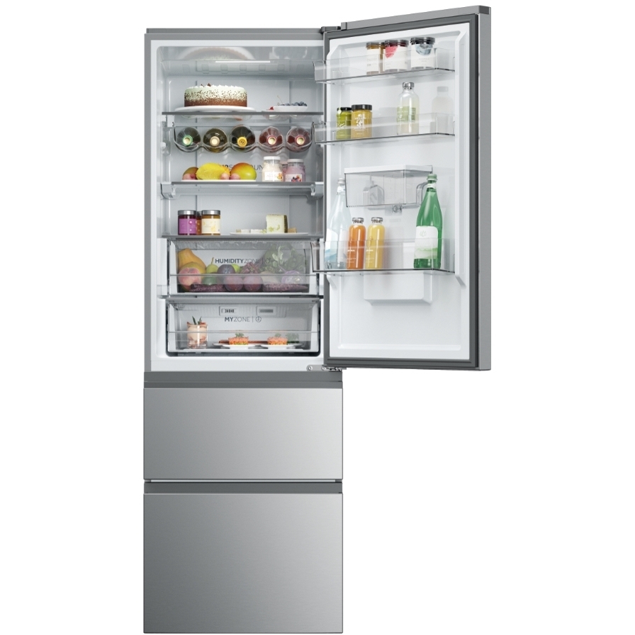 Haier HTW5618DWMG Total No Frost Fridge Freezer, 60/40, Stainless Steel, D Rated