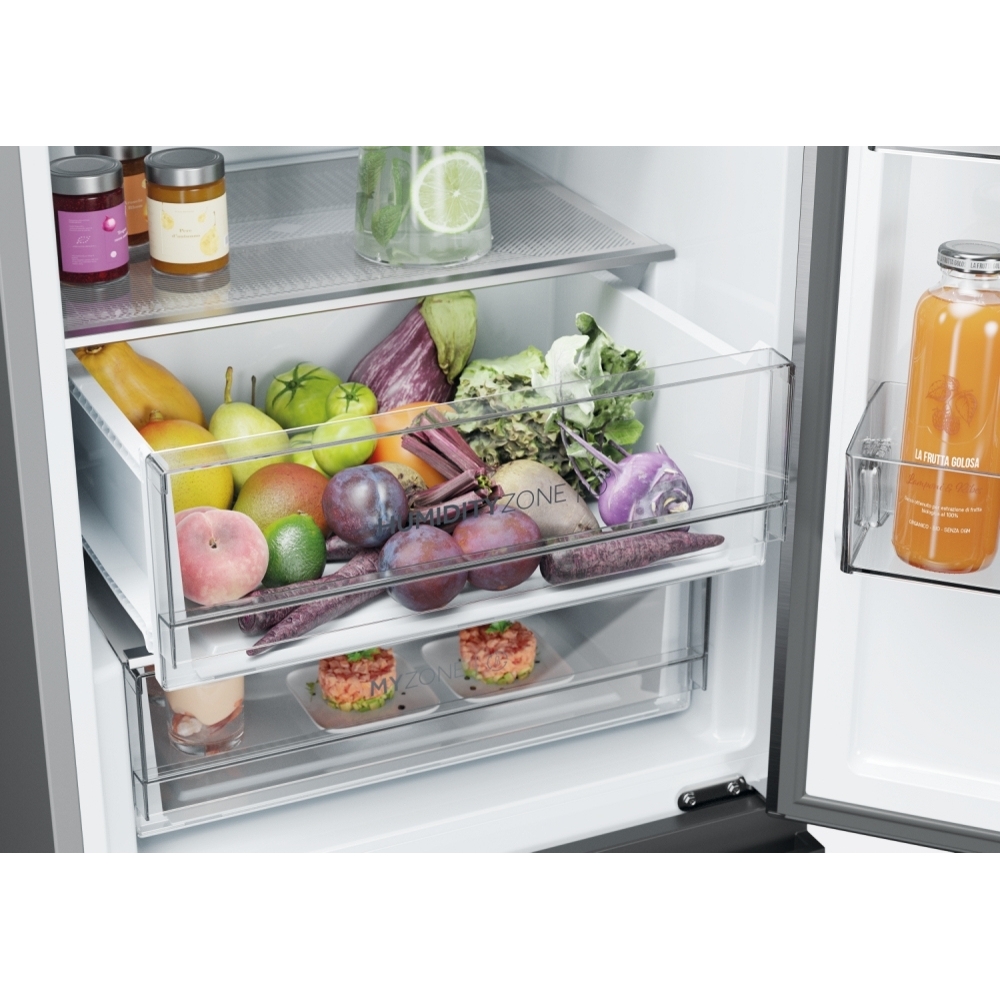 Haier HTW5618DWMG Total No Frost Fridge Freezer, 60/40, Stainless Steel, D Rated