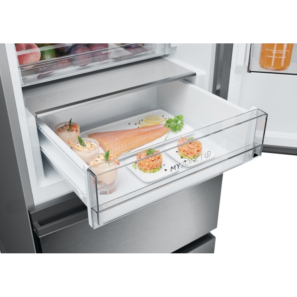 Haier HTW5618DWMG Total No Frost Fridge Freezer, 60/40, Stainless Steel, D Rated