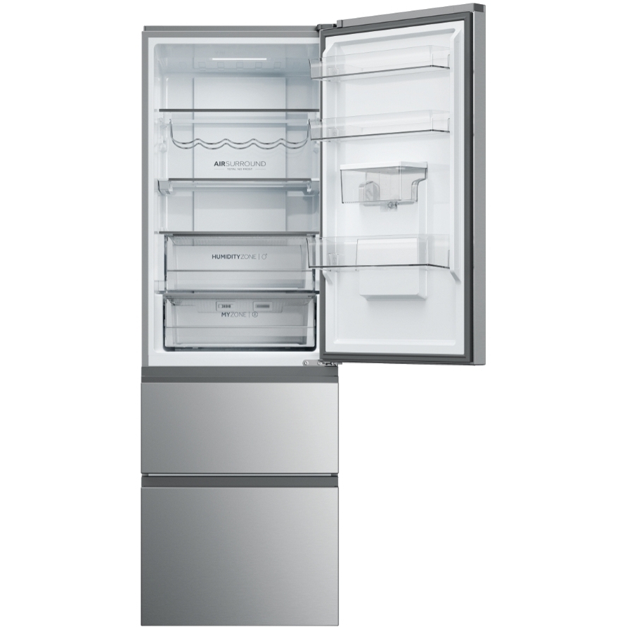 Haier HTW5618DWMG Total No Frost Fridge Freezer, 60/40, Stainless Steel, D Rated