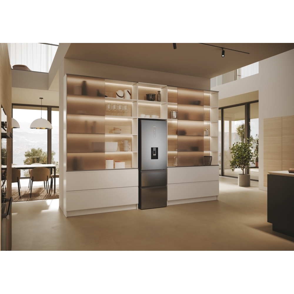 Haier HTW5618DWMG Total No Frost Fridge Freezer, 60/40, Stainless Steel, D Rated