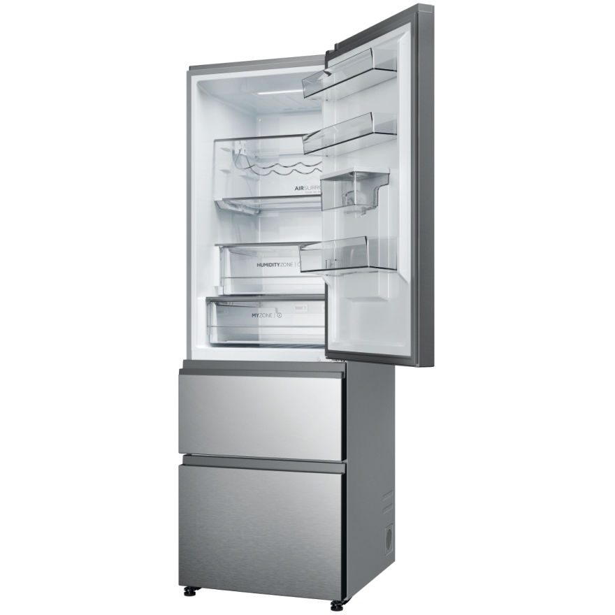 Haier HTW5618DWMG Total No Frost Fridge Freezer, 60/40, Stainless Steel, D Rated