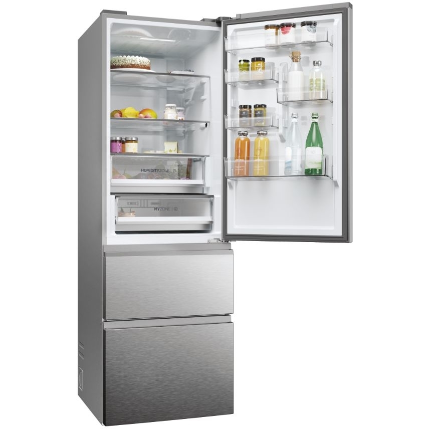 Haier HTW5618ENMG 3D 60 Series 5 Total No Frost Fridge Freezer, 60/40, Silver, E Rated