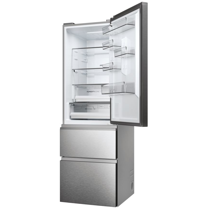 Haier HTW5618ENMG 3D 60 Series 5 Total No Frost Fridge Freezer, 60/40, Silver, E Rated