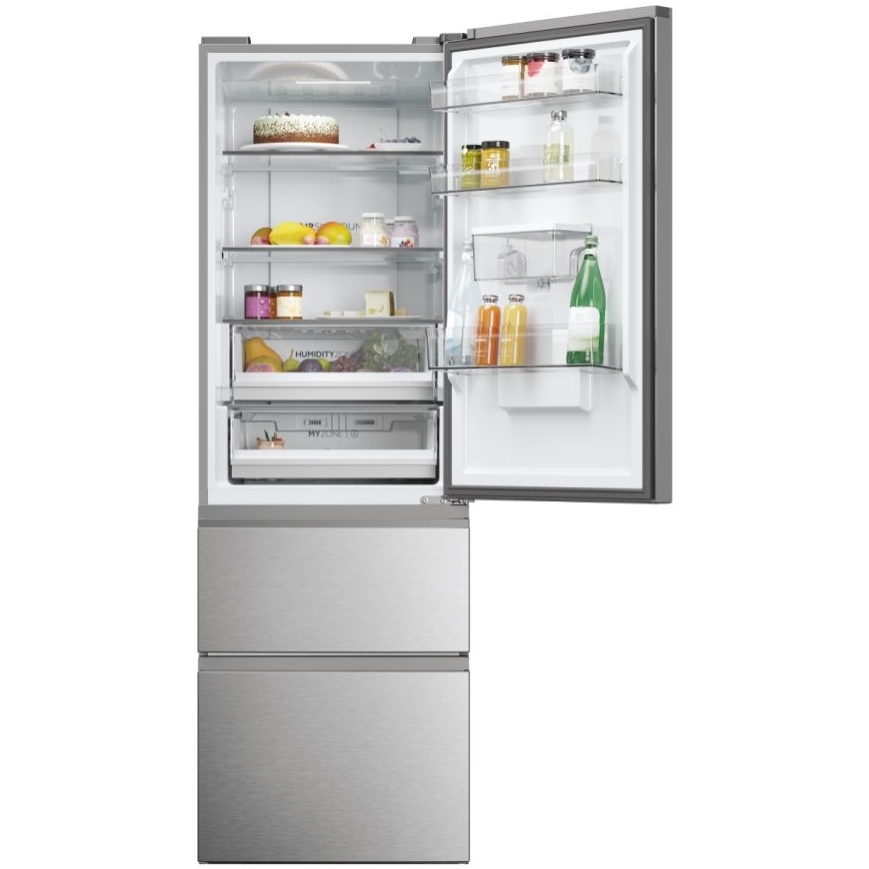 Haier HTW5618EWMG 3D 60 Series 5 Total No Frost Fridge Freezer, 60/40, Silver, E Rated