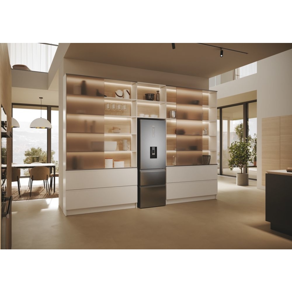 Haier HTW5618EWMG 3D 60 Series 5 Total No Frost Fridge Freezer, 60/40, Silver, E Rated