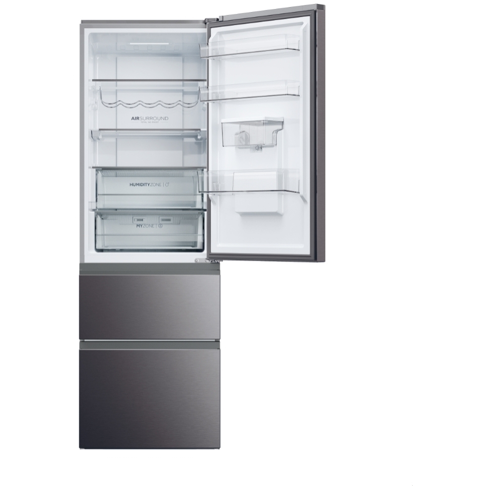 Haier HTW5618EWMP Total No Frost Fridge Freezer, 60/40, Grey, E Rated