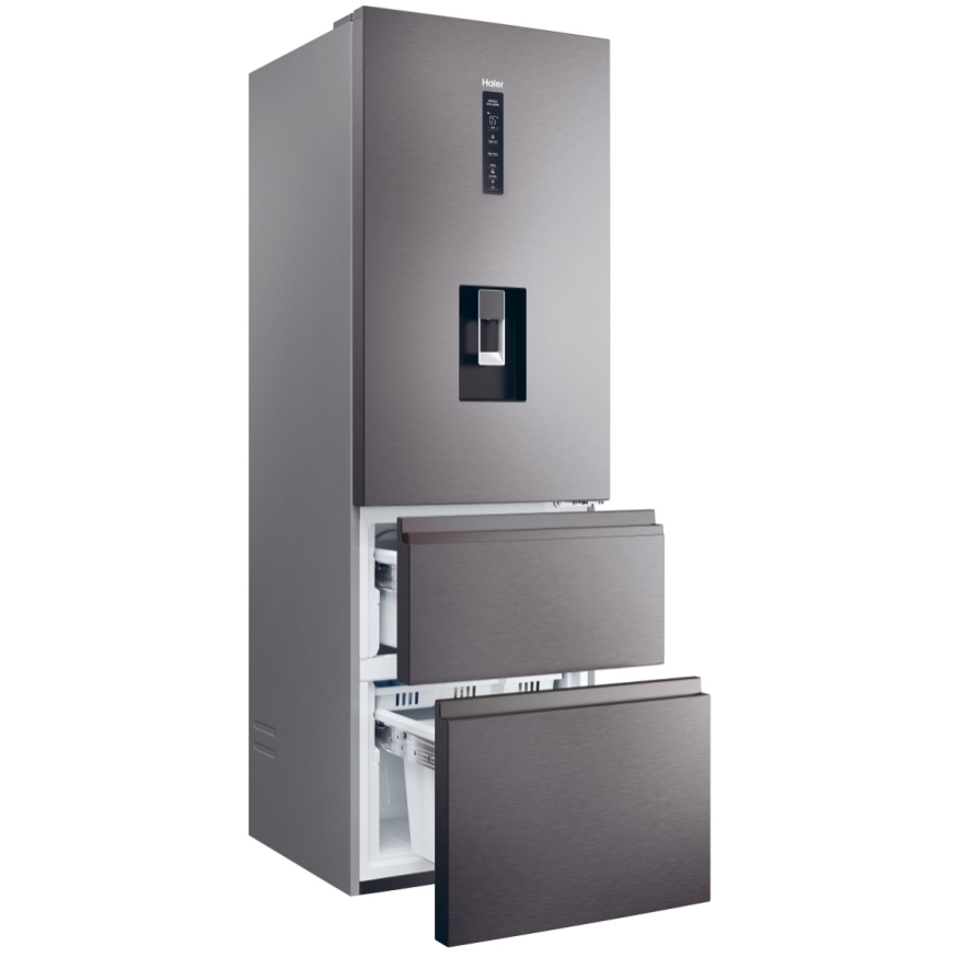 Haier HTW5618EWMP Total No Frost Fridge Freezer, 60/40, Grey, E Rated
