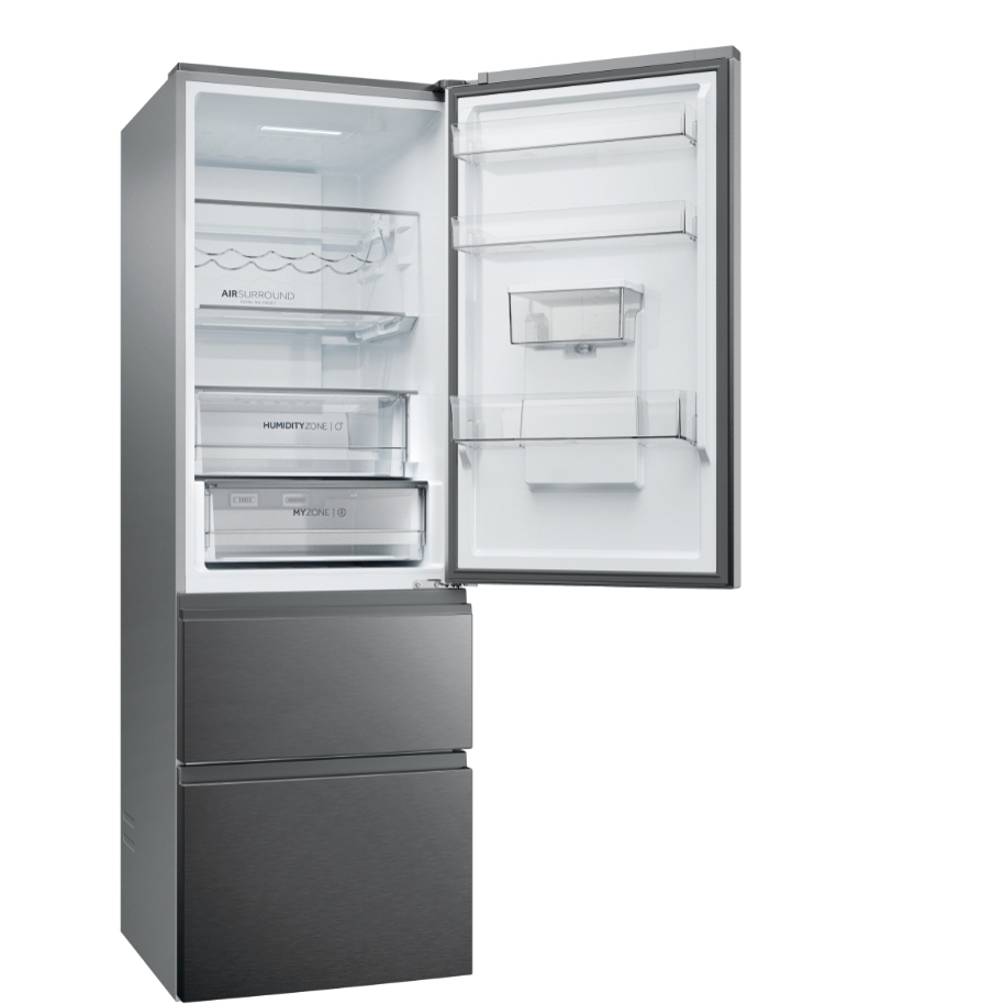 Haier HTW5618EWMP Total No Frost Fridge Freezer, 60/40, Grey, E Rated