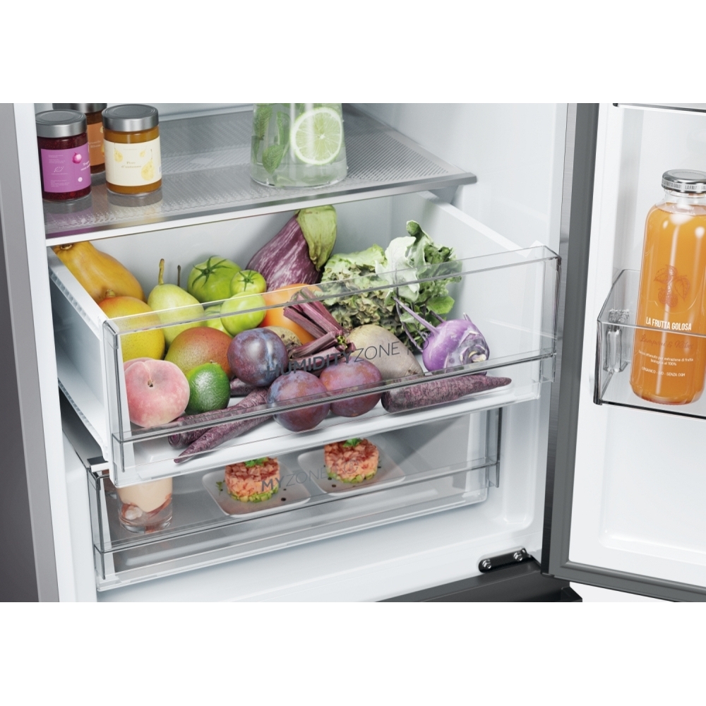 Haier HTW5618EWMP Total No Frost Fridge Freezer, 60/40, Grey, E Rated