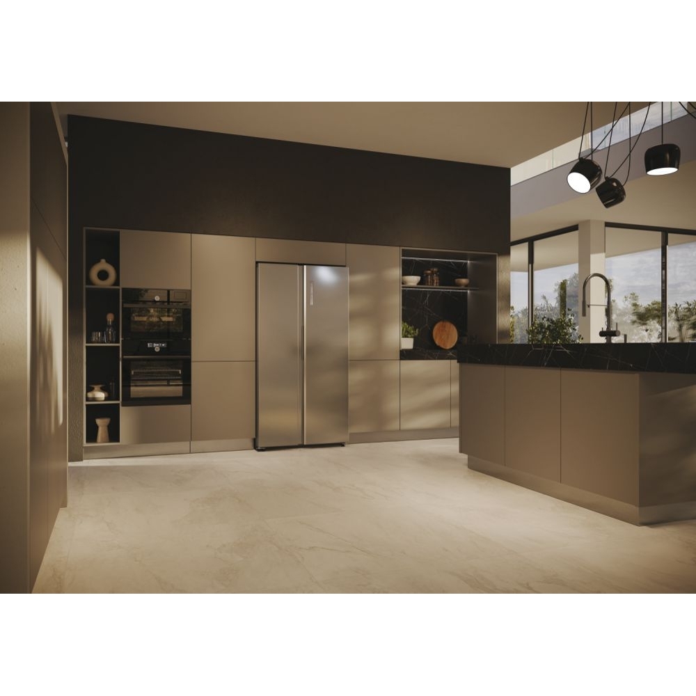 Haier HSW59F18DNMM American Fridge Freezer, Stainless Steel, D Rated,  Non-Plumbed