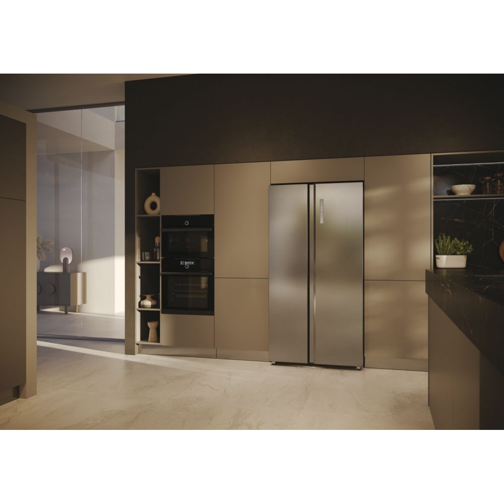 Haier HSW59F18DNMM American Fridge Freezer, Stainless Steel, D Rated,  Non-Plumbed