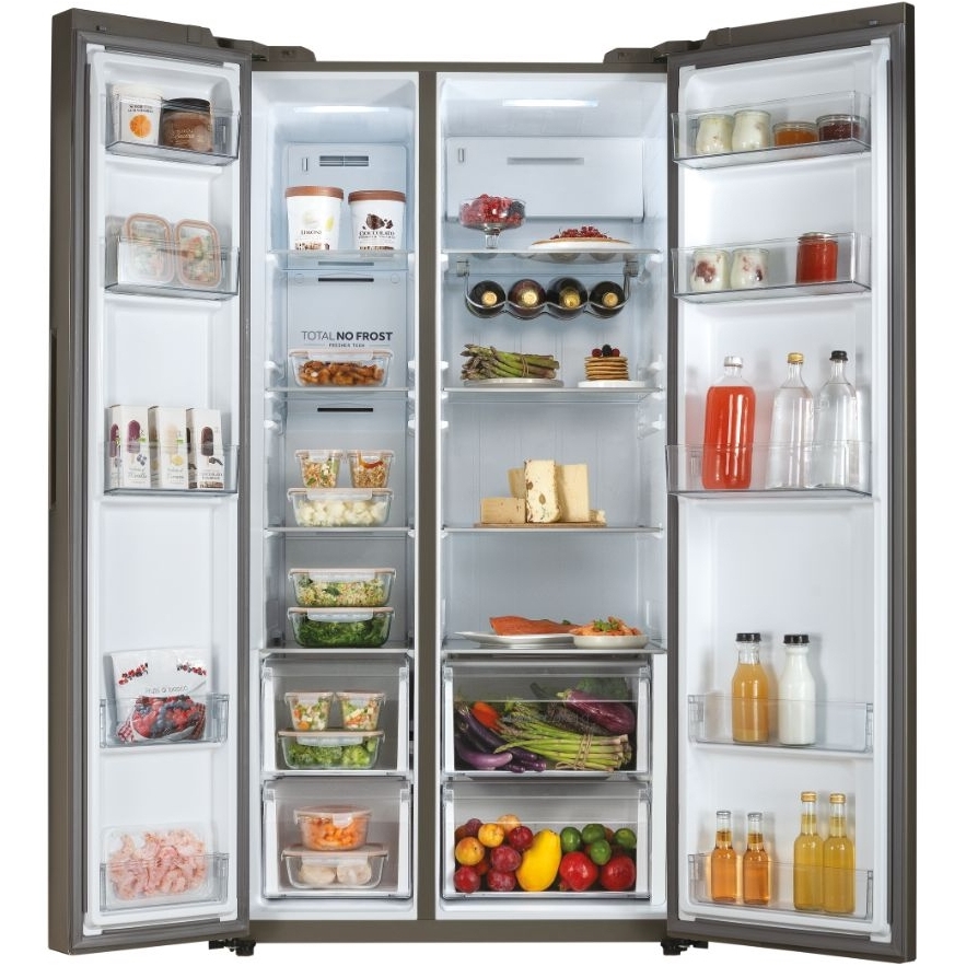 Haier HSW59F18DNMM American Fridge Freezer, Stainless Steel, D Rated,  Non-Plumbed