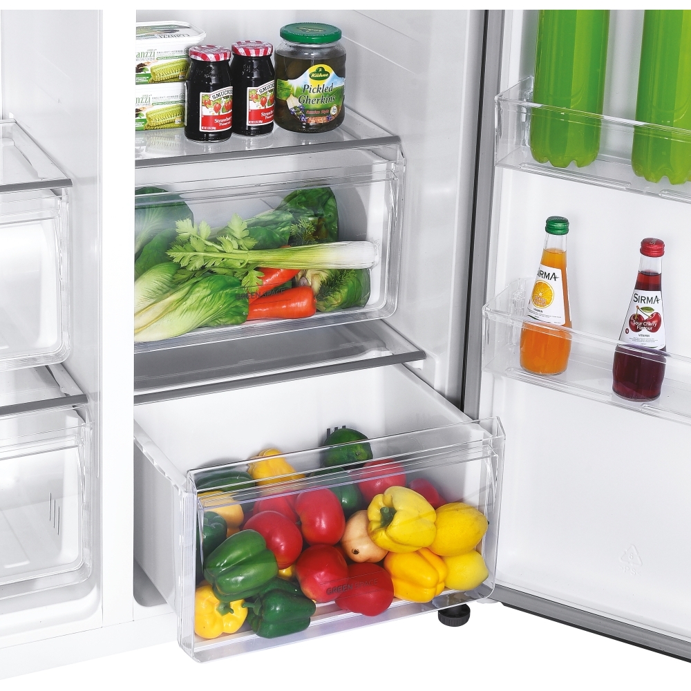 Hoover HHSBSO-6174XK-1 500 Maxi American Fridge Freezer, Stainless Steel, E Rated,  Non-Plumbed