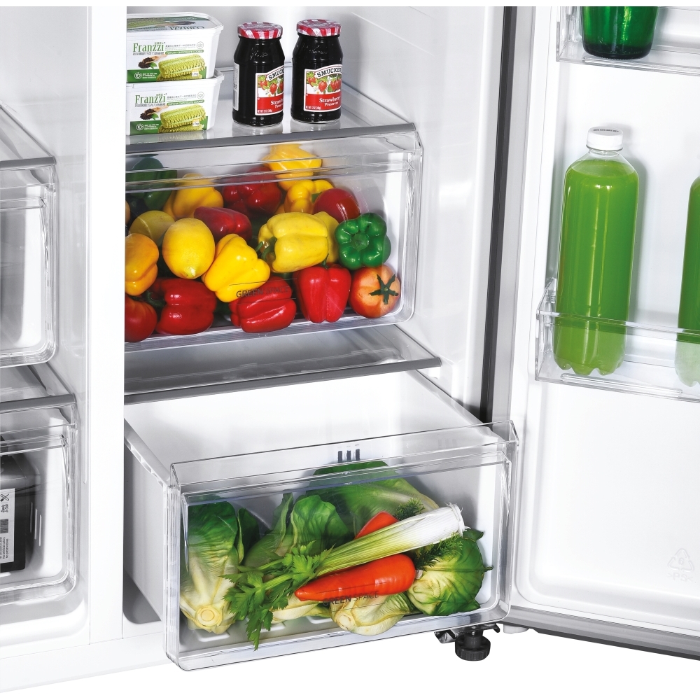 Hoover HHSBSO-6174XWDK-1 American Fridge Freezer,  Non-Plumbed, Stainless Steel, E Rated