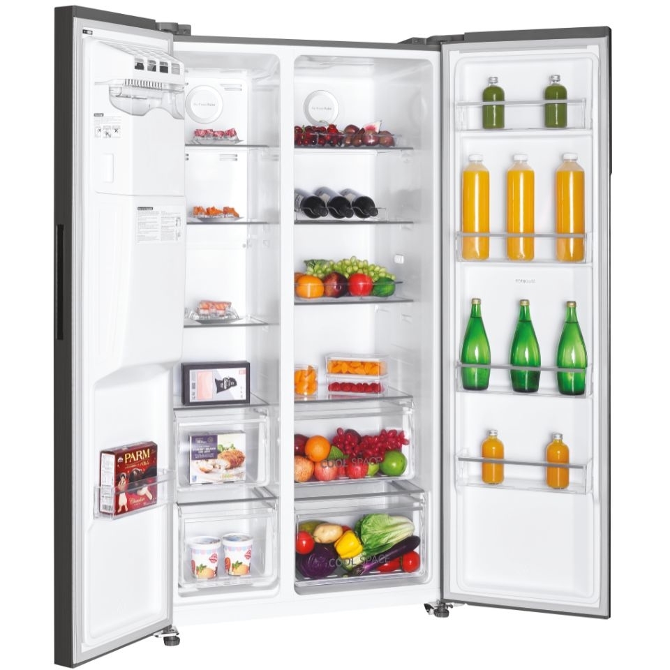 Hoover HOSR5918EIXK American Fridge Freezer, Stainless Steel, E Rated,  Plumbed