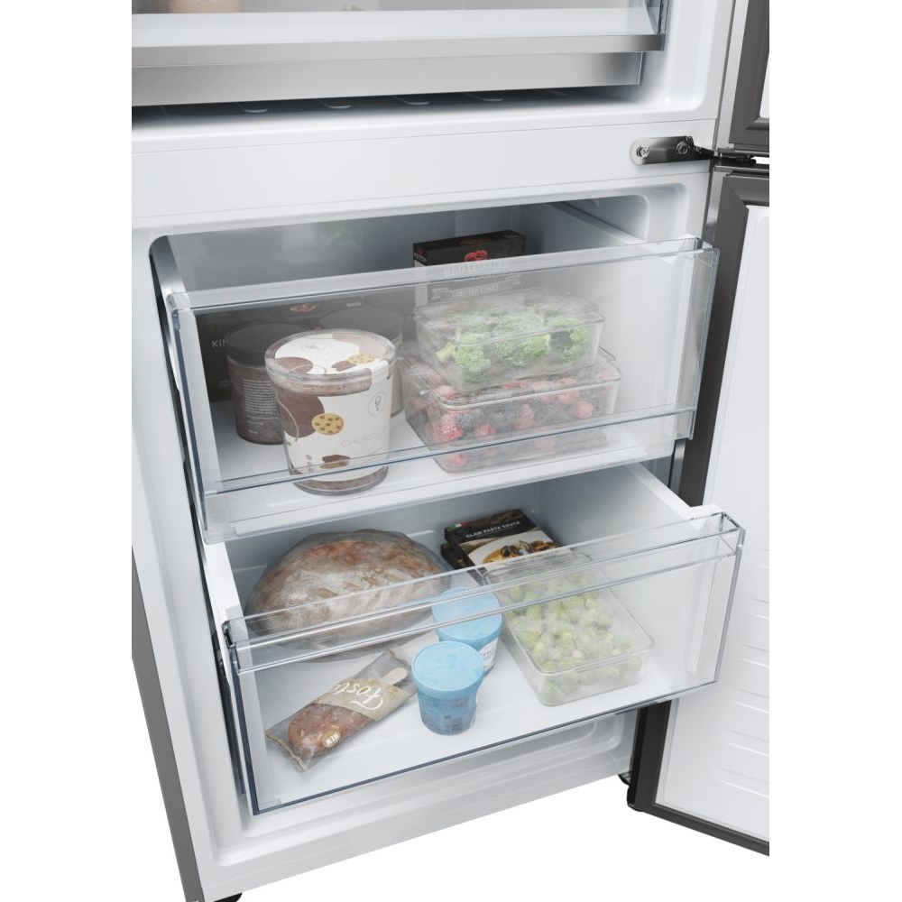 Haier HDPW5620DNPK No Frost Fridge Freezer, 70/30, Stainless Steel, D Rated