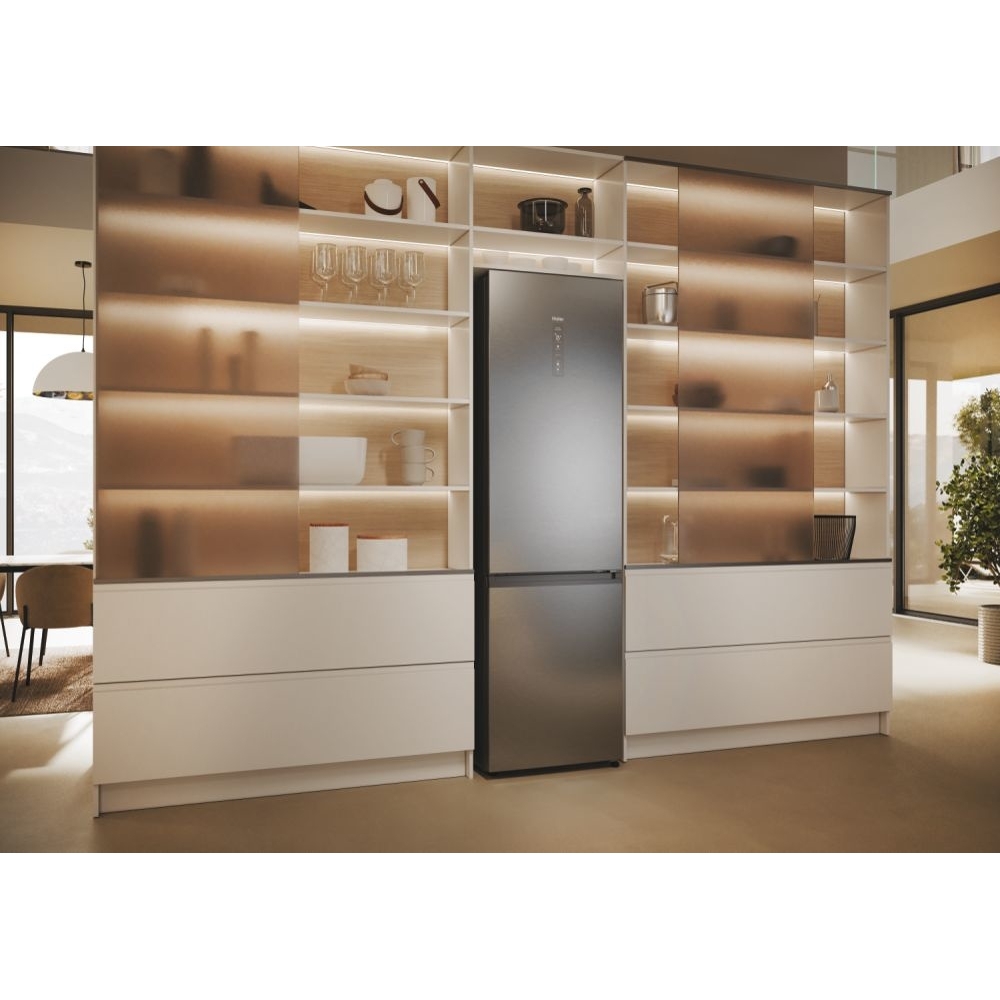 Haier HDPW5620DNPK No Frost Fridge Freezer, 70/30, Stainless Steel, D Rated