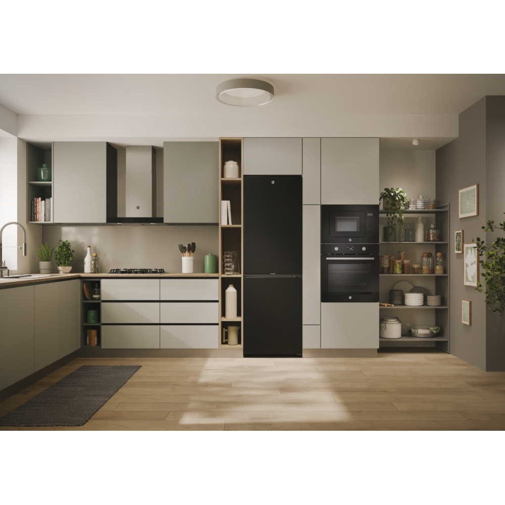 Hoover HONCQ2T618EBK Total No Frost Fridge Freezer, 60/40, Black, E Rated