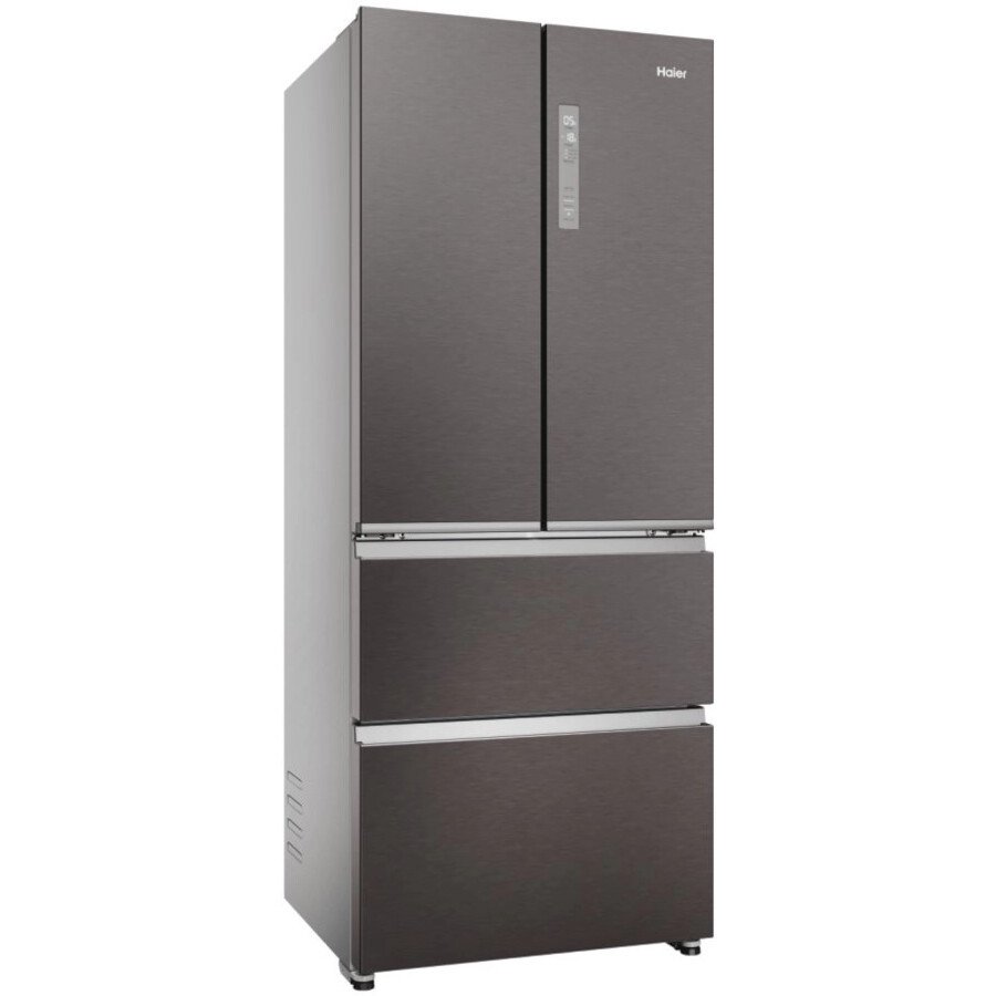 Haier HFR3718ENMD American Fridge Freezer, Grey, E Rated,  Non-Plumbed