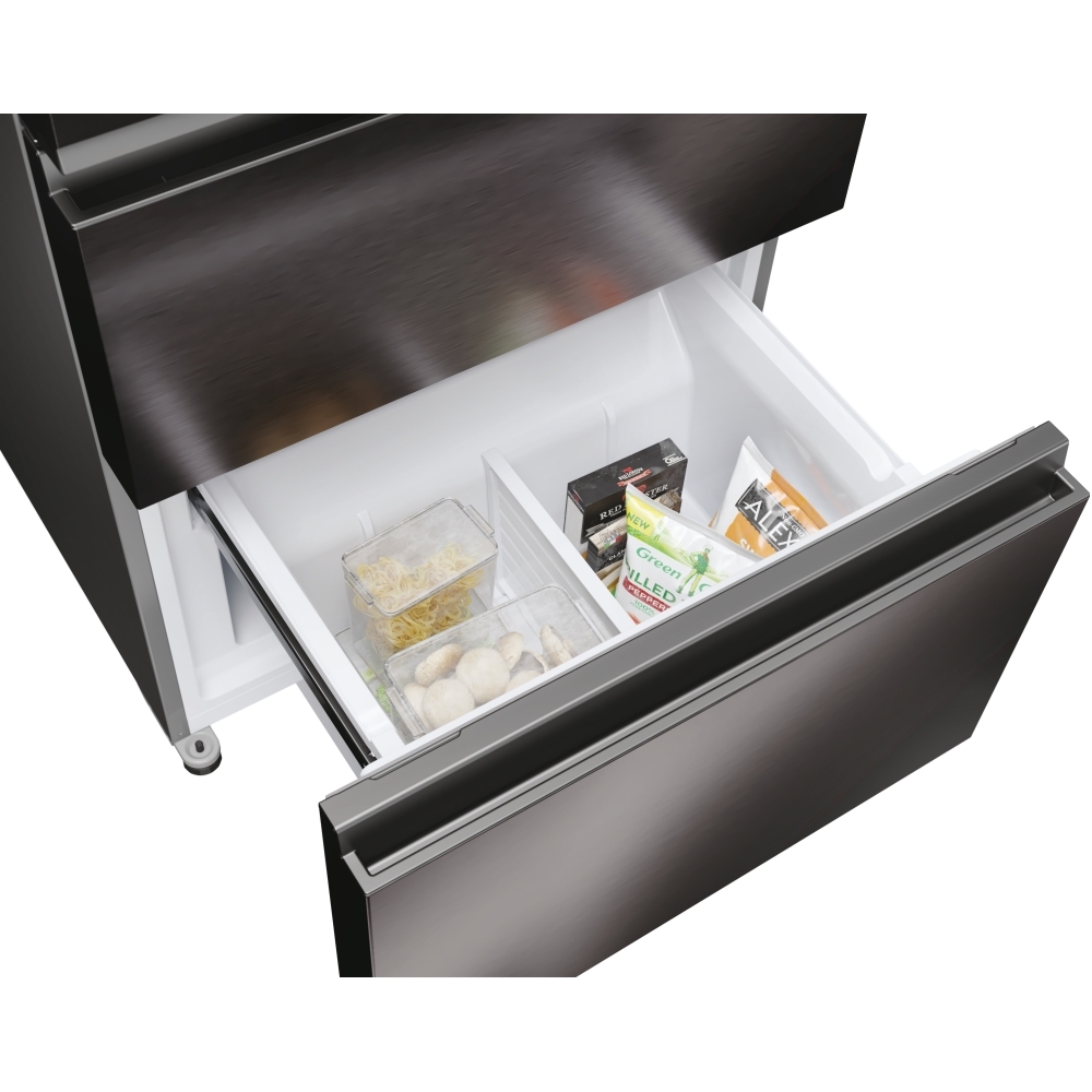 Haier HFR3718ENMD American Fridge Freezer, Grey, E Rated,  Non-Plumbed