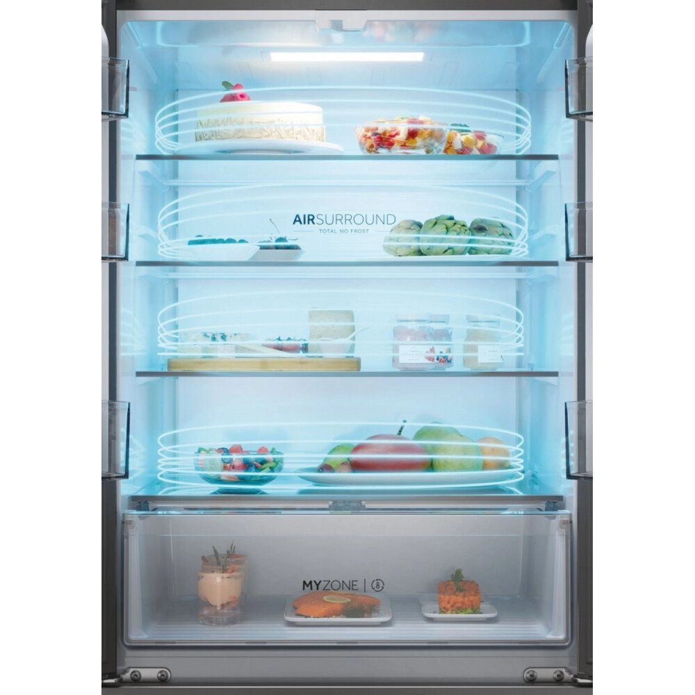 Haier HFR3718ENMD American Fridge Freezer, Grey, E Rated,  Non-Plumbed