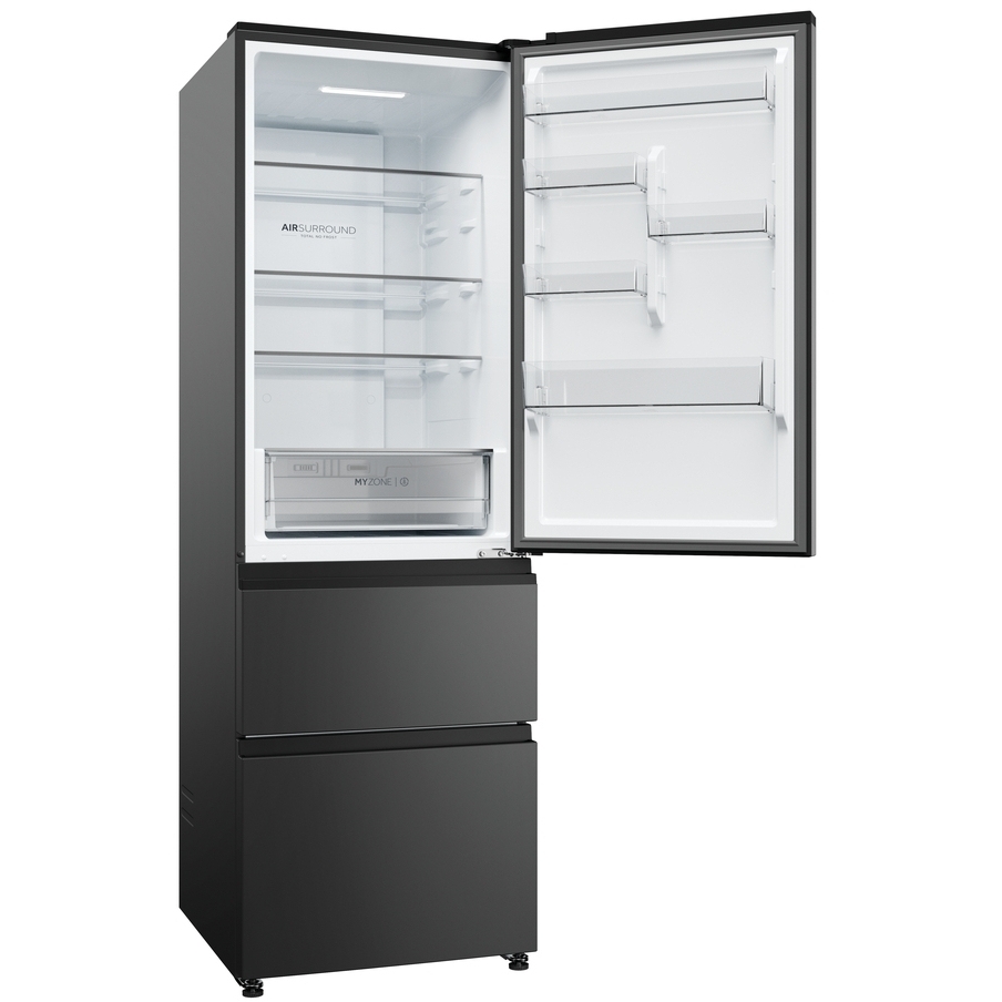 Haier HTW3618ENPB No Frost Fridge Freezer, 60/40, Black, E Rated
