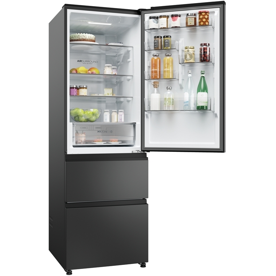 Haier HTW3618ENPB No Frost Fridge Freezer, 60/40, Black, E Rated