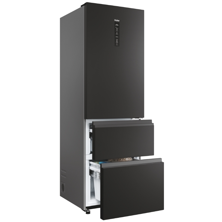 Haier HTW3618ENPB No Frost Fridge Freezer, 60/40, Black, E Rated