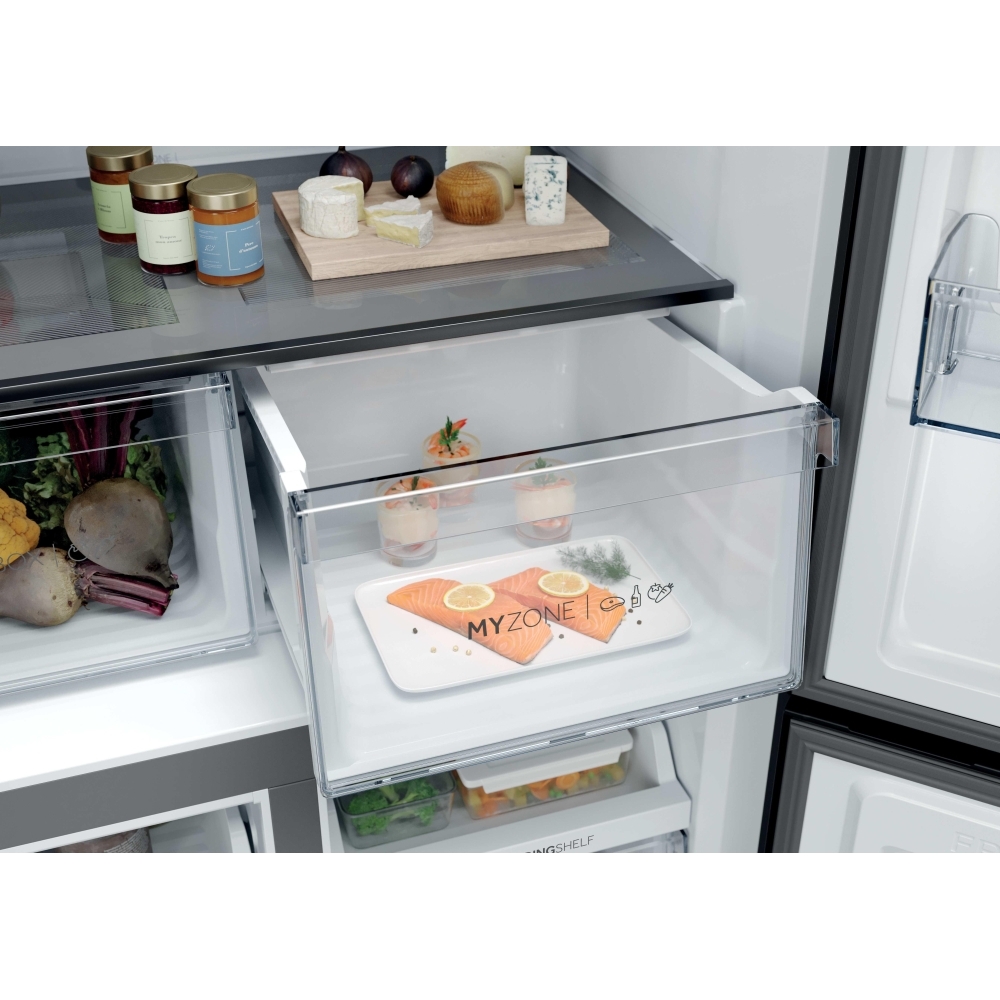 Haier HCR39F19ENPT American Fridge Freezer, Black, E Rated,  Non-Plumbed