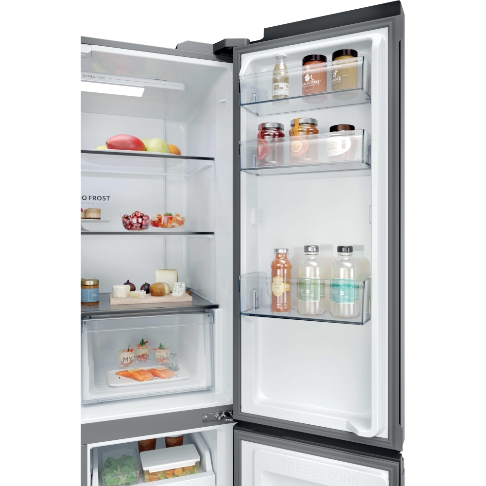 Haier HCR39F19ENPT American Fridge Freezer, Black, E Rated,  Non-Plumbed