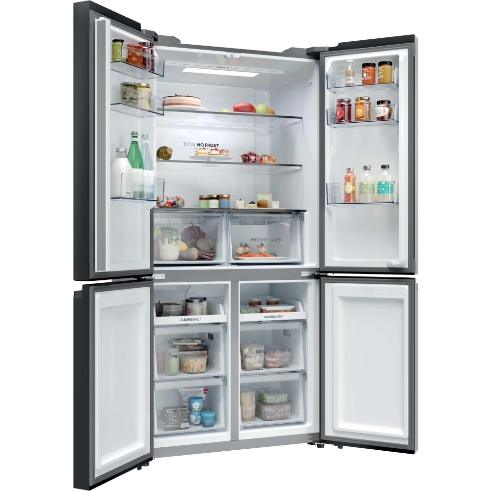 Haier HCR39F19ENPT American Fridge Freezer, Black, E Rated,  Non-Plumbed