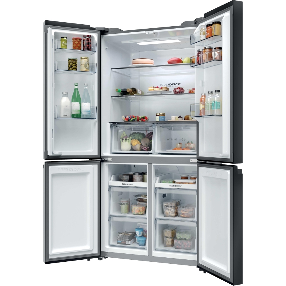Haier HCR39F19ENPT American Fridge Freezer, Black, E Rated,  Non-Plumbed