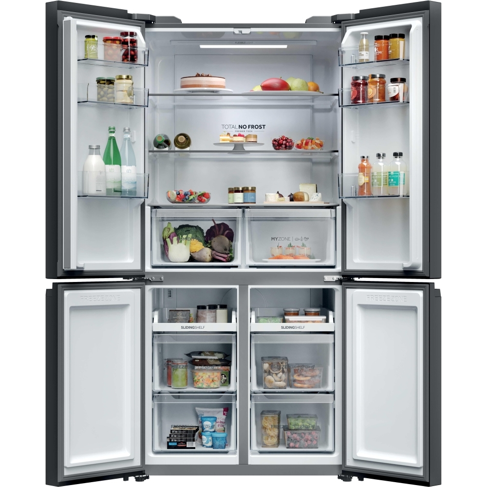 Haier HCR39F19ENPT American Fridge Freezer, Black, E Rated,  Non-Plumbed