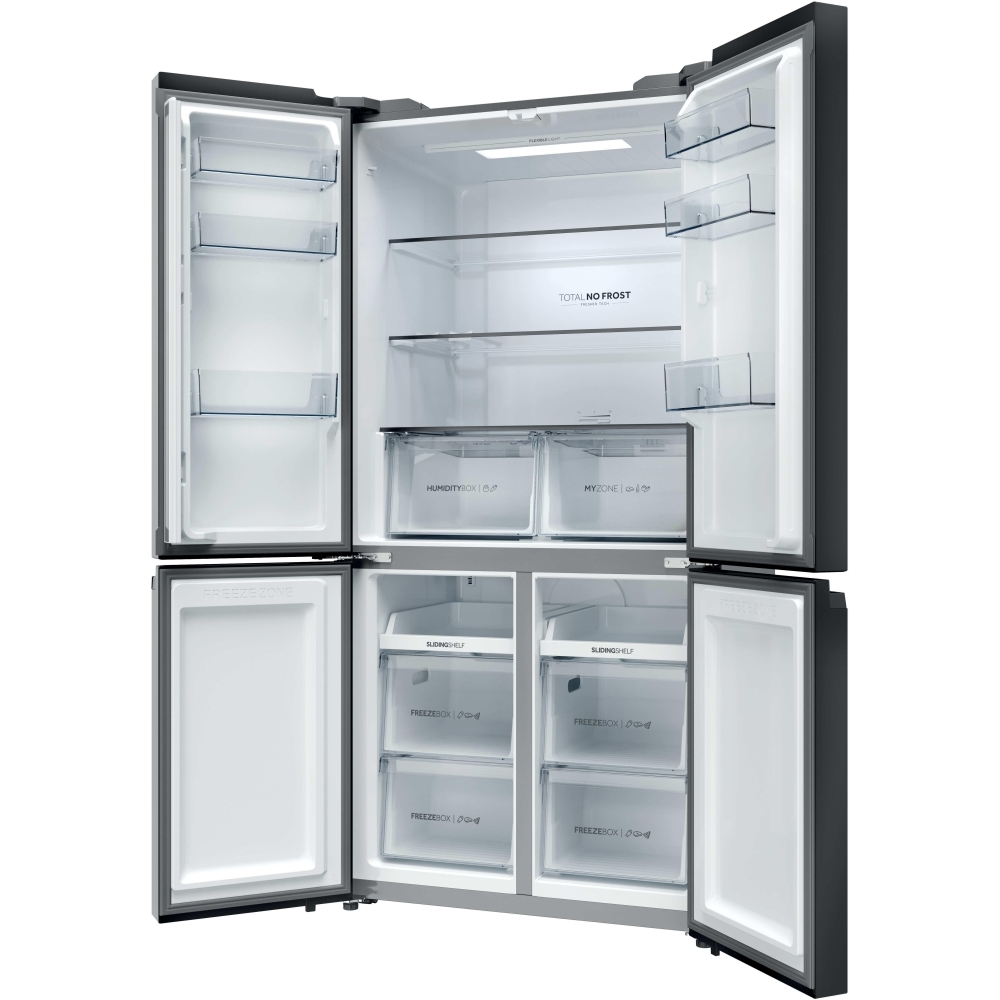 Haier HCR39F19ENPT American Fridge Freezer, Black, E Rated,  Non-Plumbed