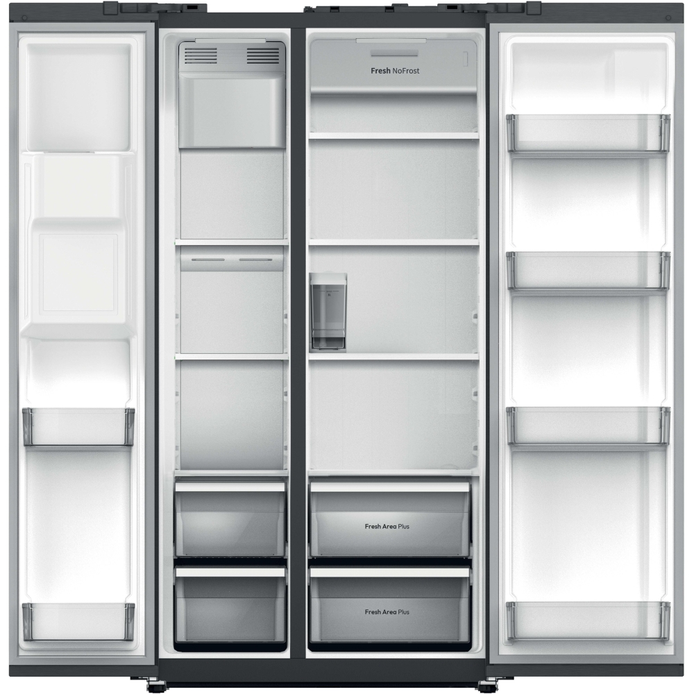 Hoover HOSS3T918EIXK American Fridge Freezer, Silver, E Rated,  Non-Plumbed