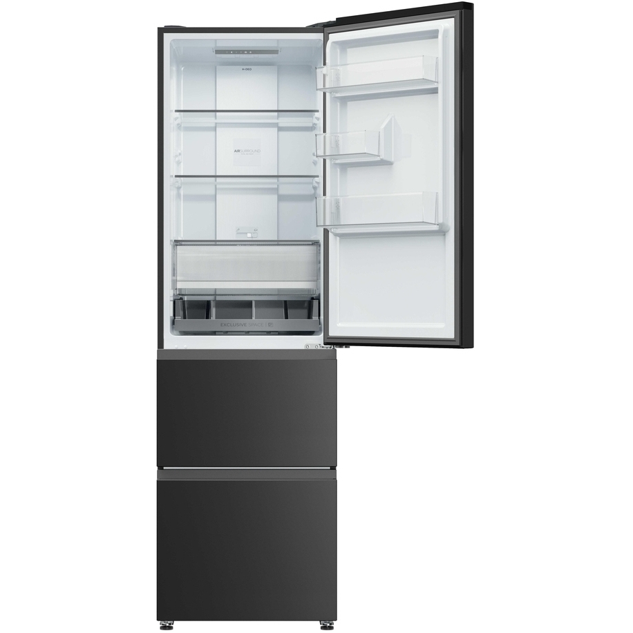 Haier HTR3518ENMTK No Frost Fridge Freezer, 60/40, Black, E Rated
