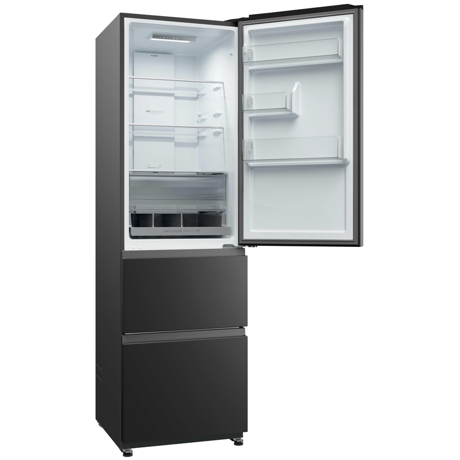Haier HTR3518ENMTK No Frost Fridge Freezer, 60/40, Black, E Rated