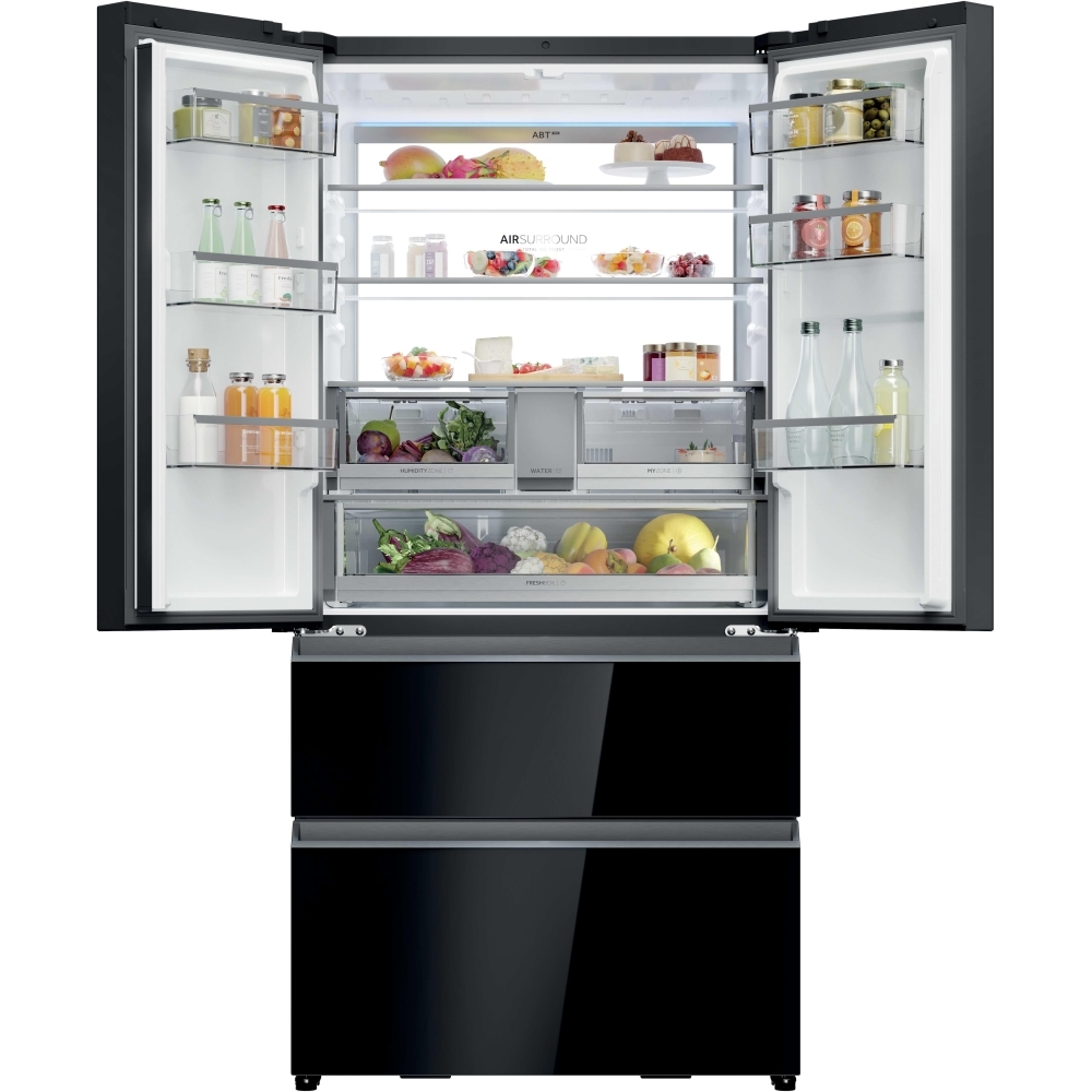 Haier HFR79F19DFGB American Fridge Freezer, Black, D Rated,  Plumbed