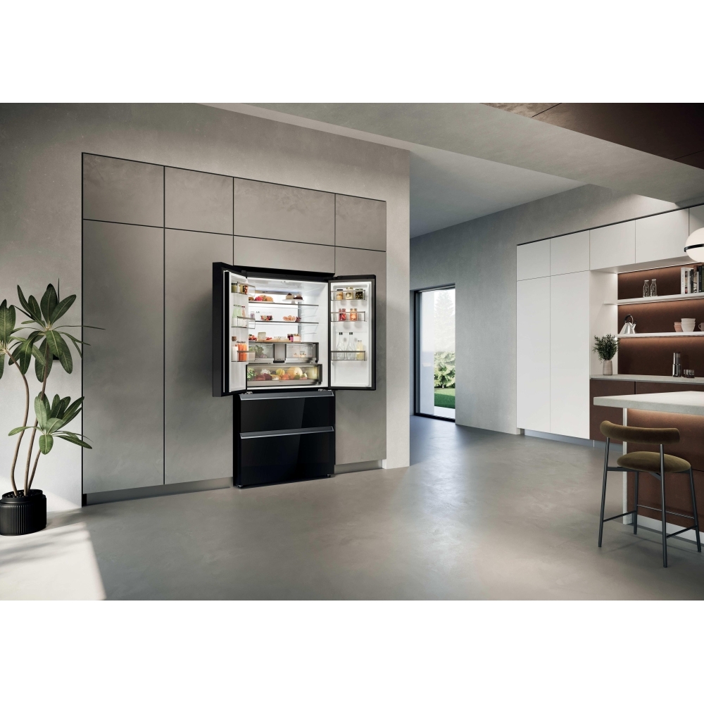 Haier HFR79F19DFGB American Fridge Freezer, Black, D Rated,  Plumbed