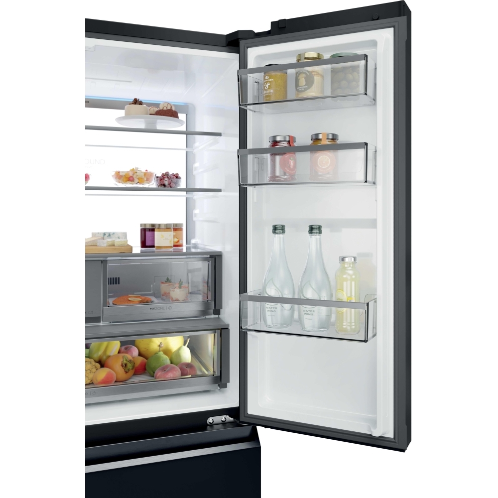 Haier HFR79F19DFGB American Fridge Freezer, Black, D Rated,  Plumbed