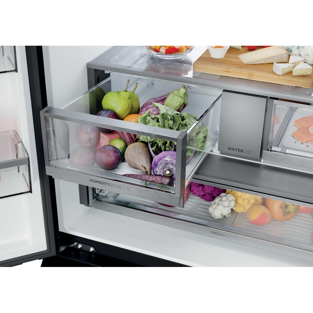 Haier HFR79F19DFGB American Fridge Freezer, Black, D Rated,  Plumbed