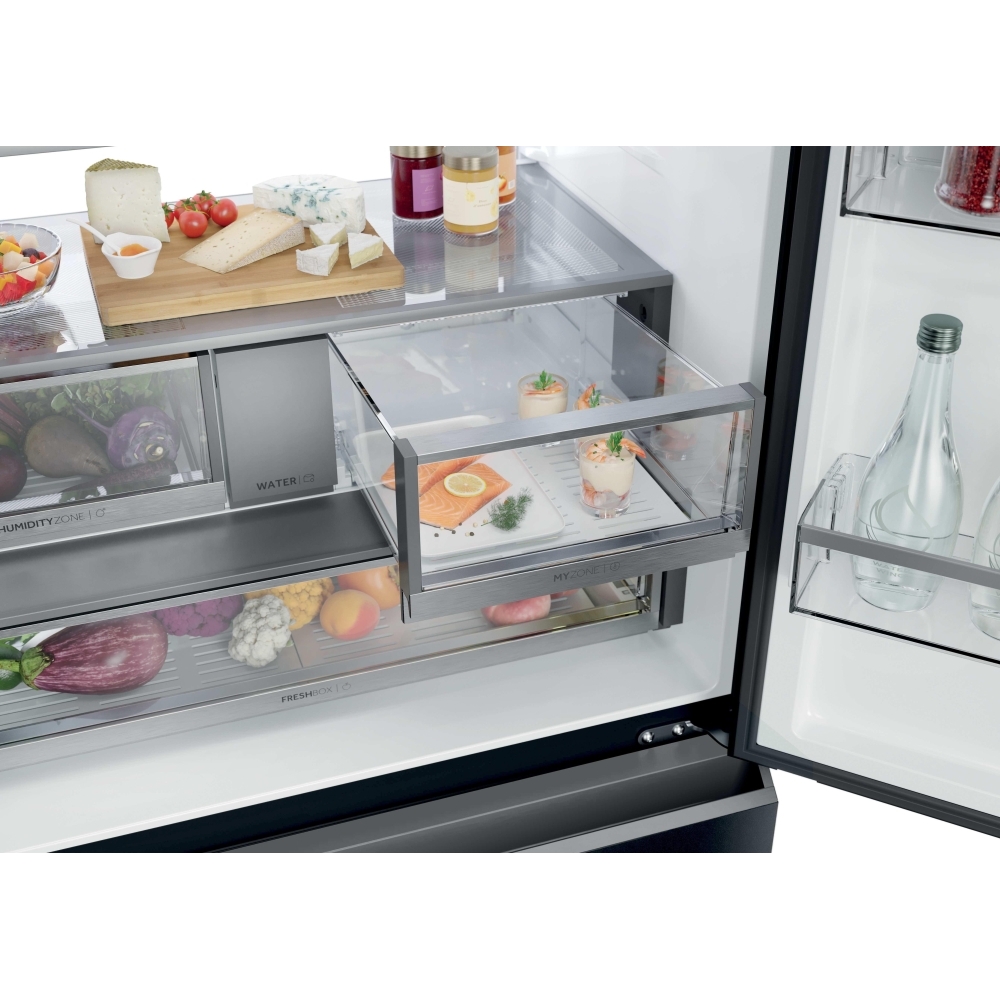 Haier HFR79F19DFGB American Fridge Freezer, Black, D Rated,  Plumbed