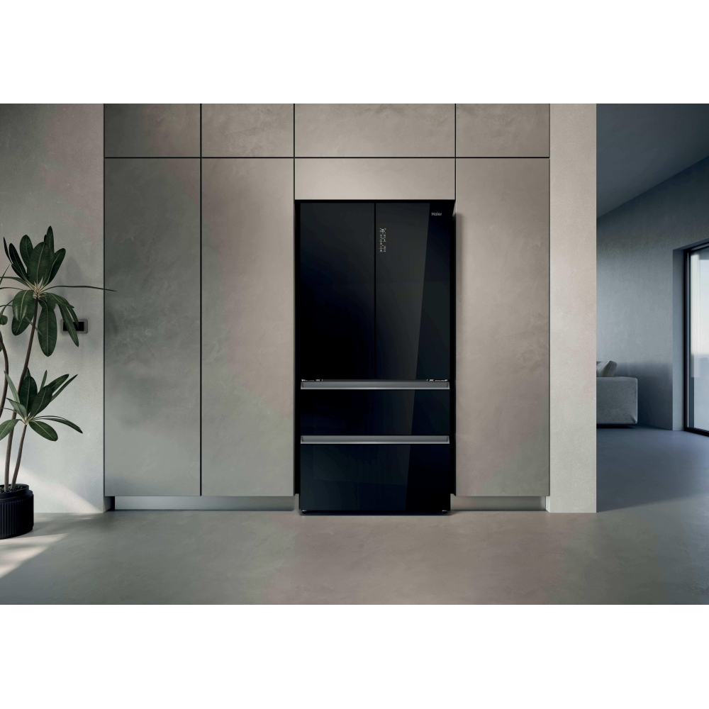 Haier HFR79F19DFGB American Fridge Freezer, Black, D Rated,  Plumbed