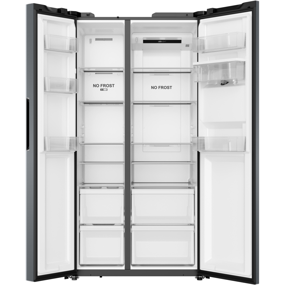 Hoover HONSQ2T918EWXK American Fridge Freezer, Silver, E Rated,  Non-Plumbed