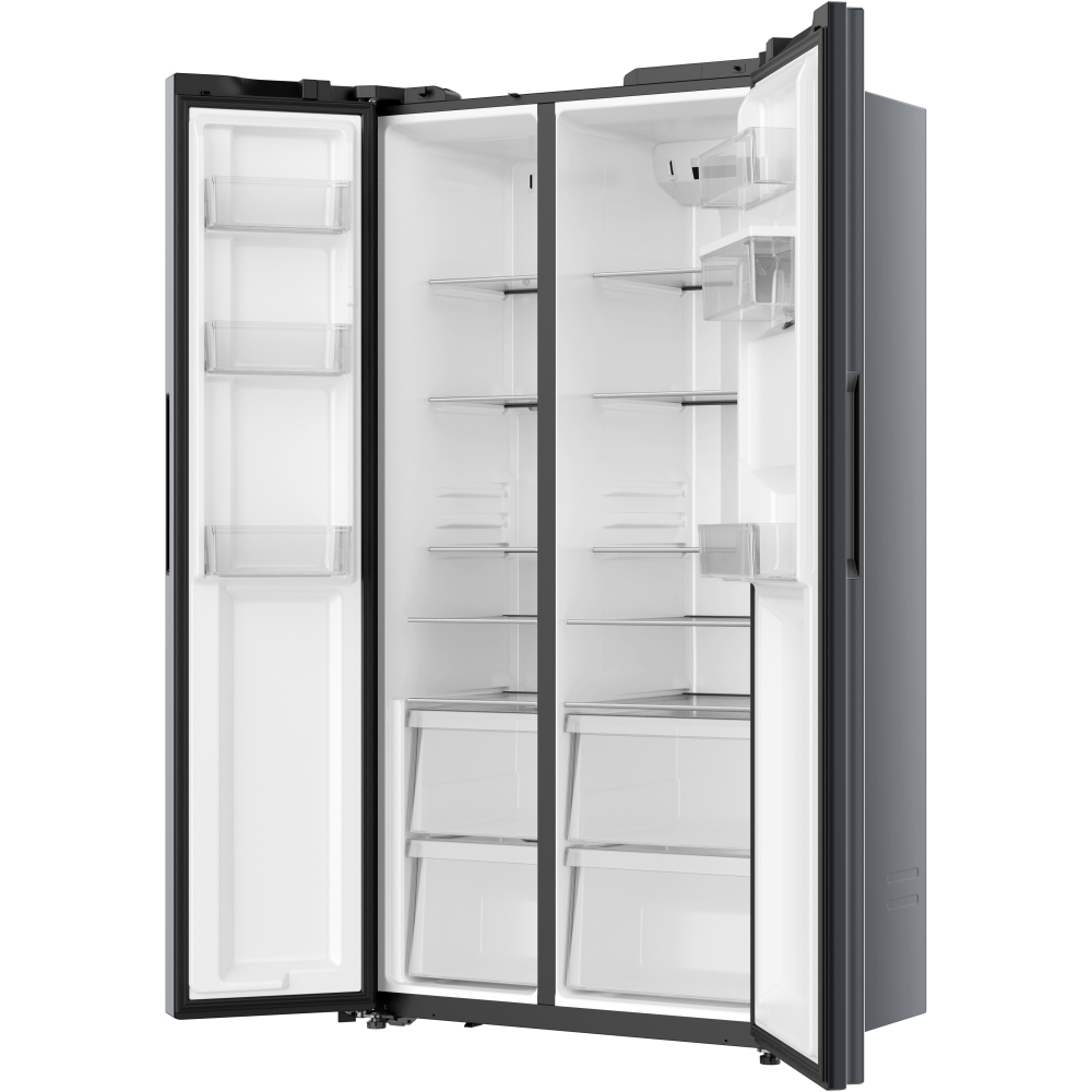 Hoover HONSQ2T918EWXK American Fridge Freezer, Silver, E Rated,  Non-Plumbed