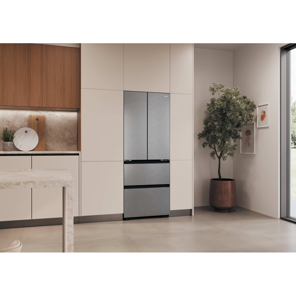 Haier HFKR5718DNMM American Fridge Freezer, Stainless Steel, D Rated,  Non-Plumbed
