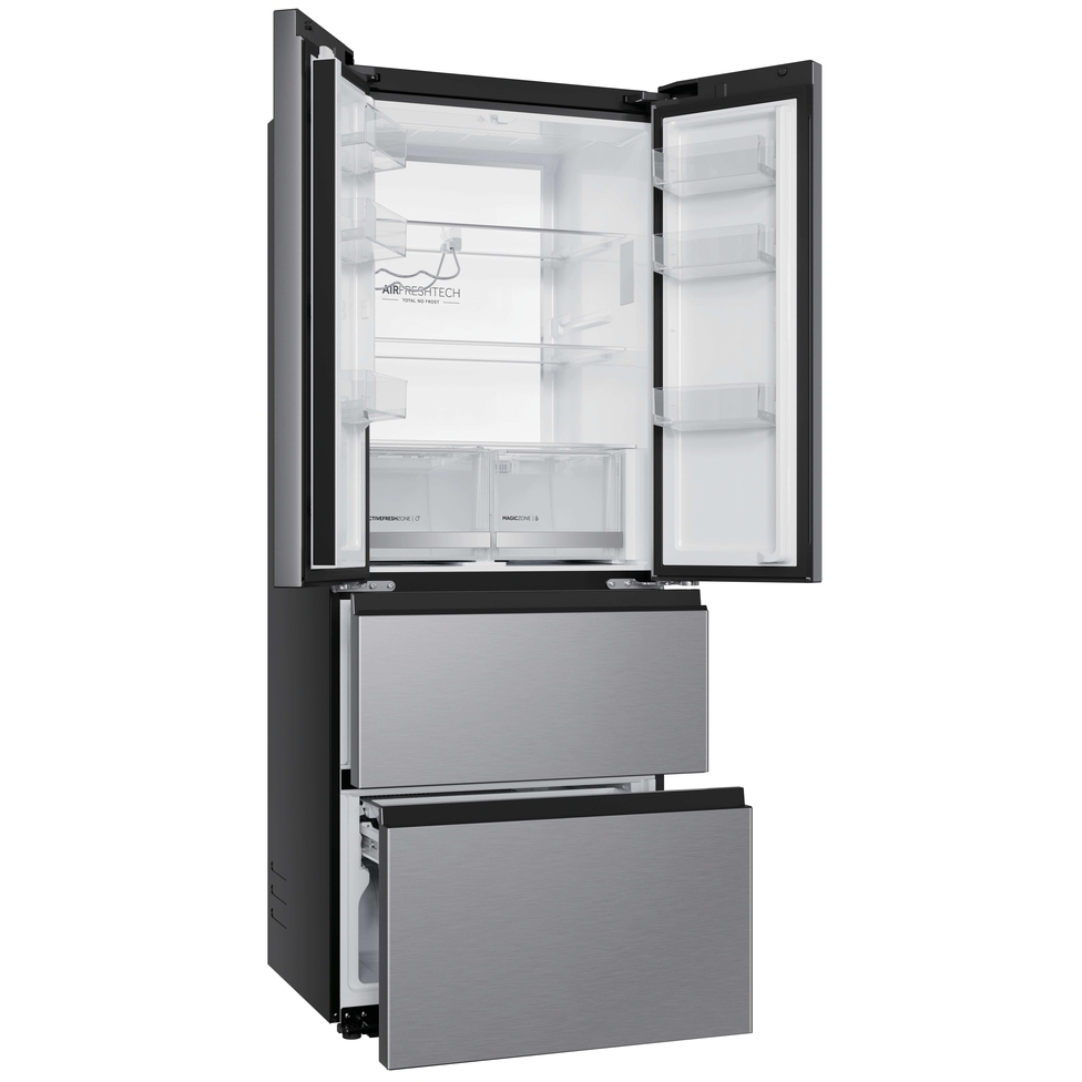 Haier HFKR5718DNMM American Fridge Freezer, Stainless Steel, D Rated,  Non-Plumbed
